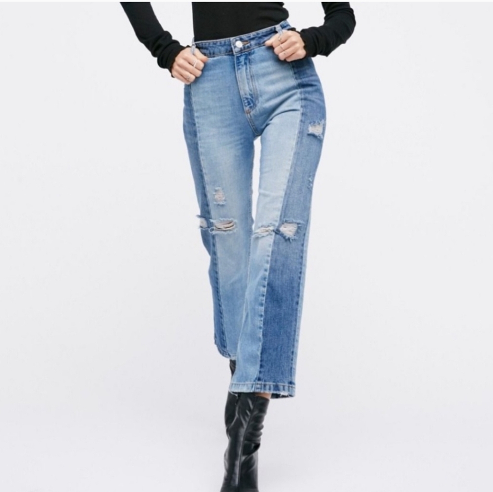 Free People Patchwork Two-Tone Jeans Size 29